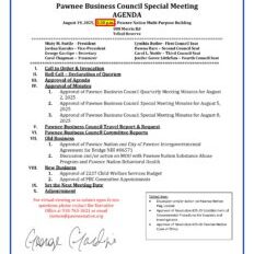 III. Approval of PBC Agenda 8-19-25
