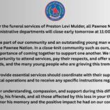 Out of respect for the funeral services of Preston Levi Mulder, all Pawnee Nation offices and administrative departments will close early tomorrow at 1100 a.m. Preston was a huge part of our commu